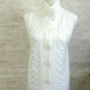 kensie Women's Ivory long button up sweater Large